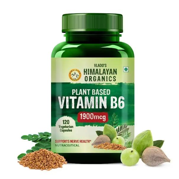 Vlado's Himalayan Organics Plant-Based Vitamin B6 | Supports Immunity, Brain Health (120 Capsules)