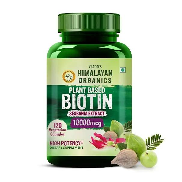 Vlado's Himalayan Organics Plant Based Biotin 10,000mcg/Serve- 120 Veg Capsules