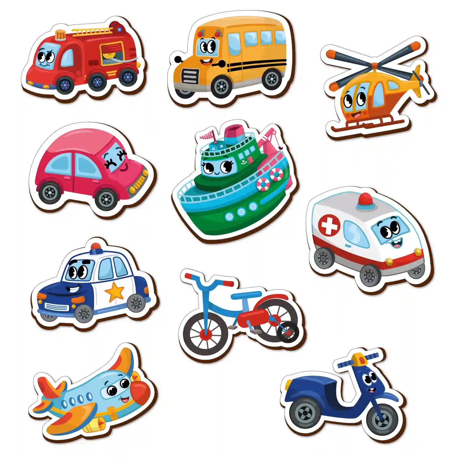 Mini Leaves Transport Vehicle Wooden Fridge Magnets Cut Outs