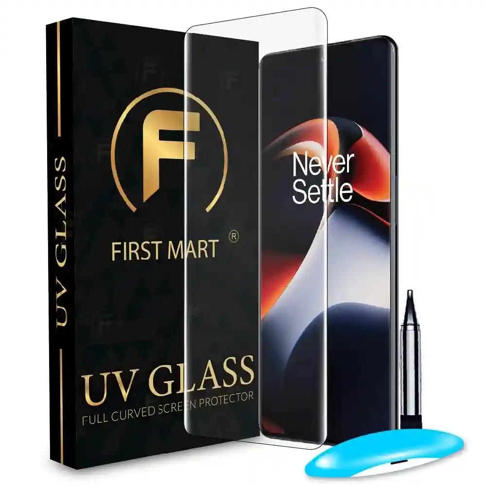 FIRST MART Tempered Glass and Camera Lens for OnePlus 11 5G with Edge to Edge Full Screen Coverage and Easy UV Glue Installation Kit