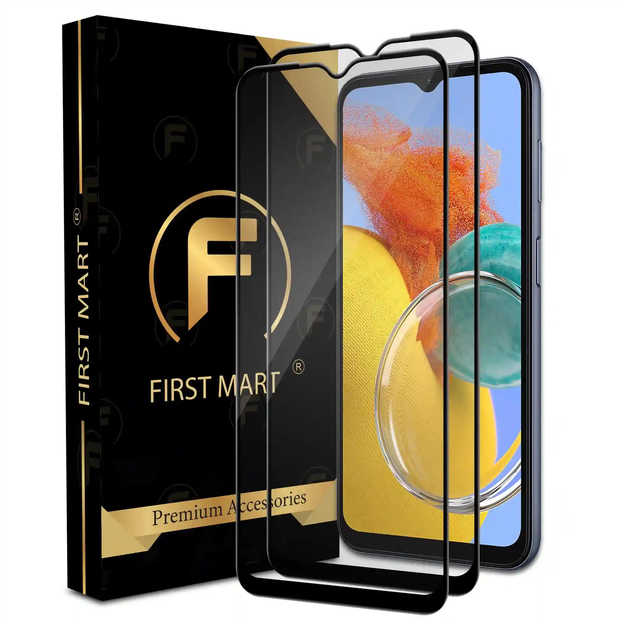 FIRST MART Premium Tempered Glass for Samsung Galaxy M14 4G with Edge to Edge Coverage and Easy Installation Kit, Pack of 2