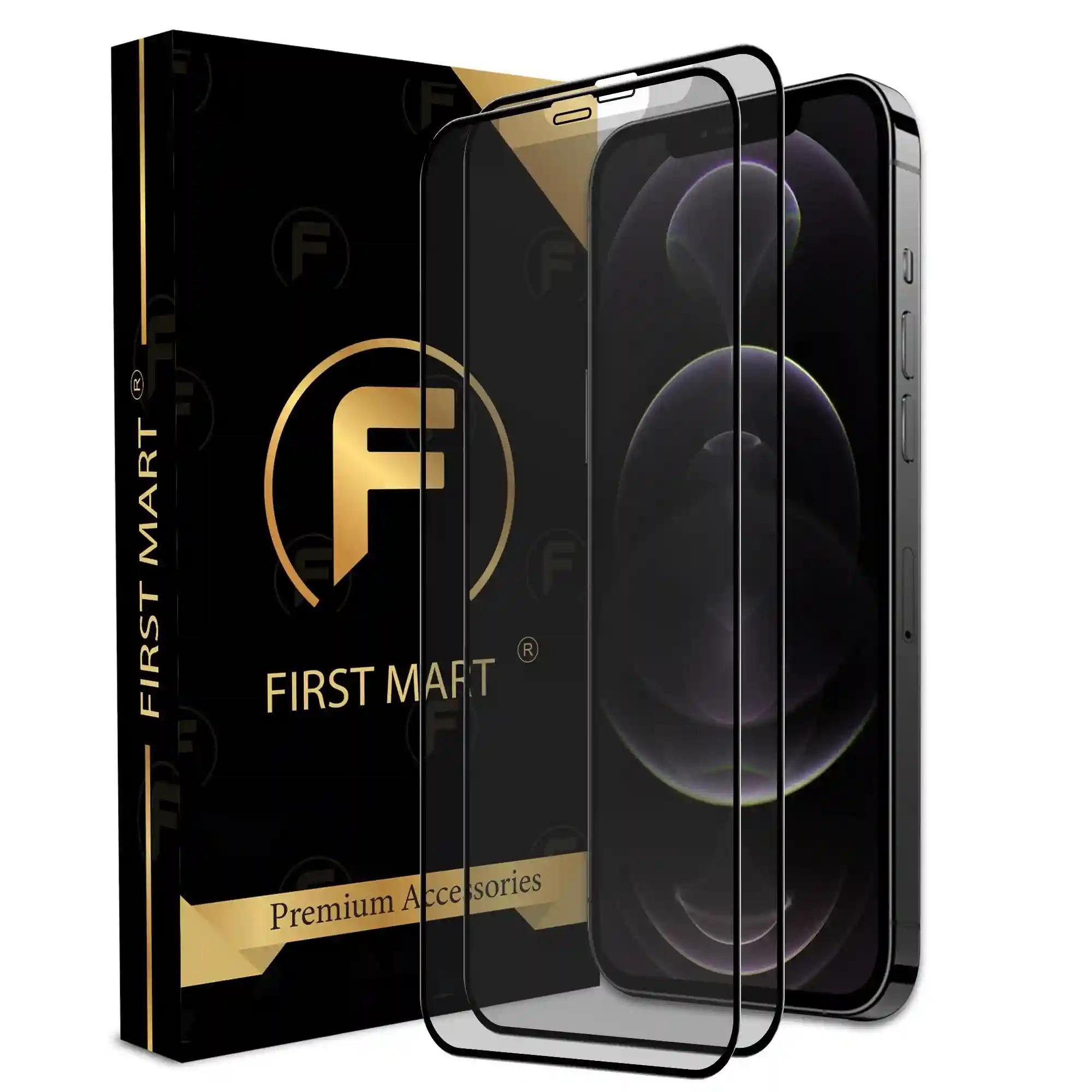 FIRST MART Matte Tempered Glass for iPhone 12 Pro Max with Edge to Edge Coverage and Easy Installation Kit, Matte Finish, Pack of 2