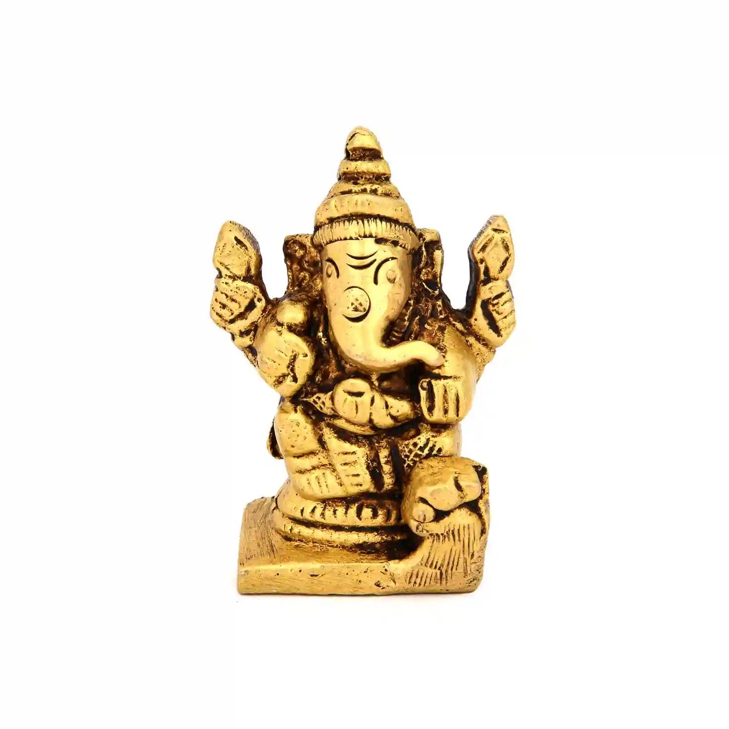 ALODIE- Brass Ganesh Bhagwan Idol, Ganpati Idol, Bappa Murti Small for Home Entrance Decor Diwali Gift Ganesha