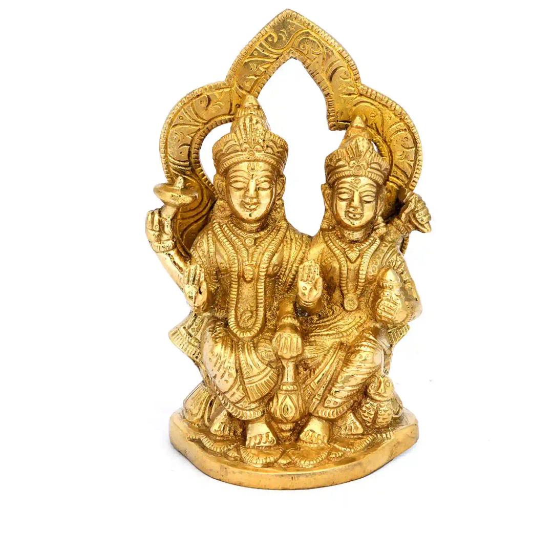 ALODIE- Brass Laxmi Narayan Idol, Lakshmi Narayan Murti, Lord Vishnu Idol for Home and Temple