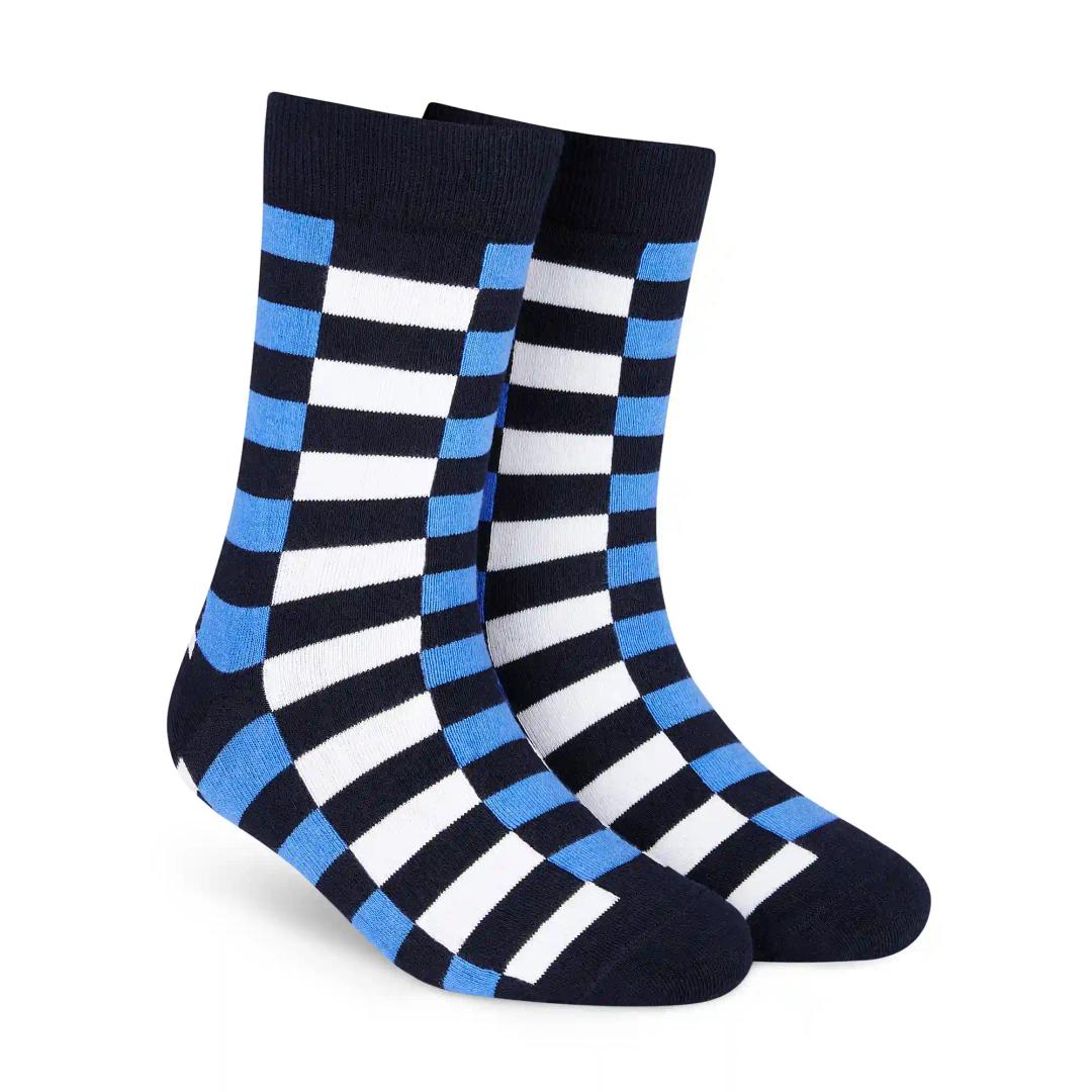 DYNAMOCKS Men's and Women's Combed Cotton Designer Crew Length Socks (Pack of 1) (Multicolour, Free Size)-Crew_Sublime_4.0_Blue