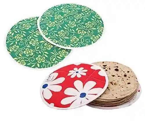 FAB ELLITE Cotton Round Roti Chapati Cover Cotton Traditional Roti Rumals Tortilla Covers Traditional Rumals to Keep Roti/Chapati. (ROUND - 3)