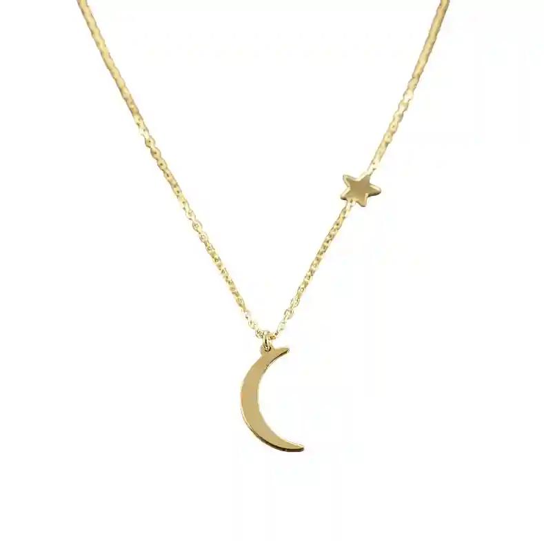 Moon Shaped Pendant with Gold Plated Chain