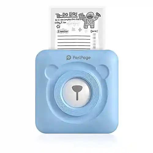 PeriPeri PeriPage A6 Mini Thermal Printer (1Year Warranty) Inkless Bluetooth Pocket Printer for Print Picture List Memo Tags Barcode Receipt Labels. (Blue)