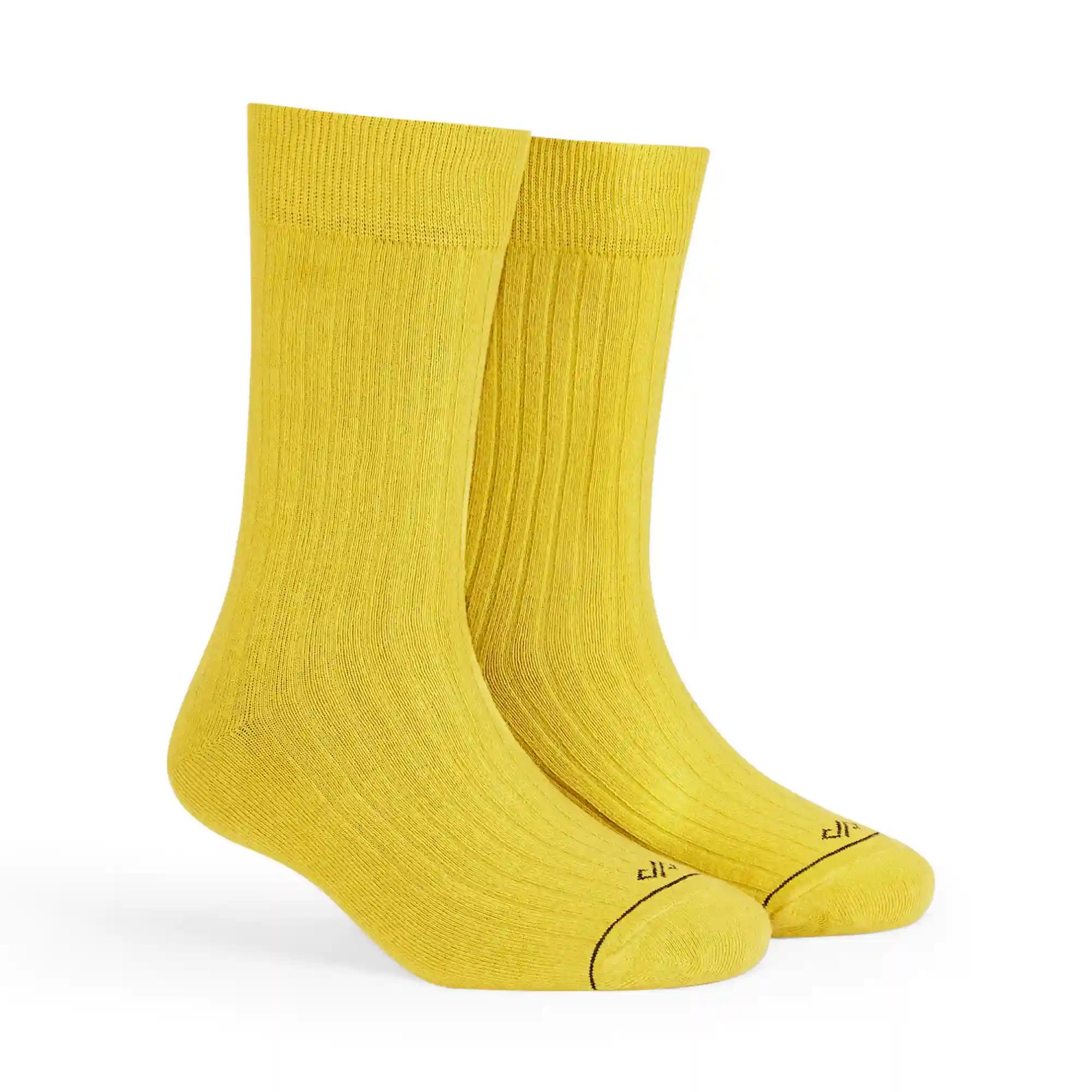 DYNAMOCKS Men's and Women's Combed Cotton Solid Crew Length Socks (Pack of 1) (Gold, Free Size)