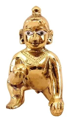 Pujahome Brass Laddu Gopal Idol Kanha Krishna Bal Gopal Baby Size Idol - 0 No(2 inch)