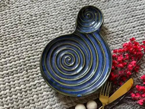 Blue Spiral Platters - Blue