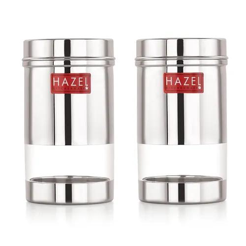 HAZEL Fridge Organizer Kitchen Containers set | Refrigerator Storage Containers | Stainless Steel See Through Storage Containers | Container for Kitchen Storage Set of 2, 400 ML