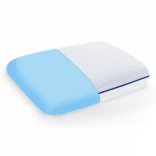 Sleepsia Cooling Gel Memory Foam Pillows - Orthopedic Bed Pillow For Sleeping - Ergonomic & Neck Pain Relief, Back Sleeper, Side Sleeper & Stomach Sleepers (Small Standard) Blue Piping