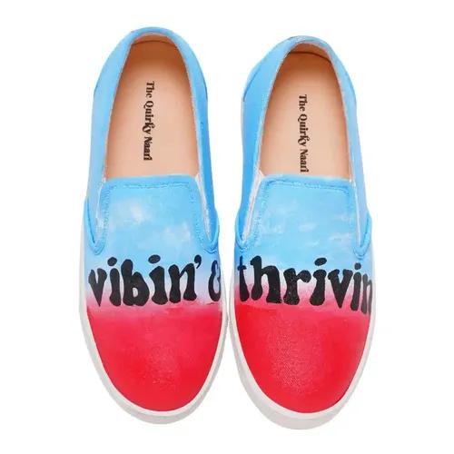 THE QUIRKY NAARI Handpainted Vibing-Thriving Slipons for letting your confidence make a statement for you - 5 UK