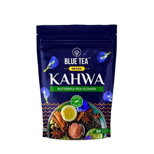 BLUE TEA - Detox Kahwa Butterfly Pea - 30 Tea Bags - Plant Based | DETOX BLEND | Caffeine Free - Improves Immunity - No-Additives - Natural - Non GMO - Vegan | Ziplock Packaging