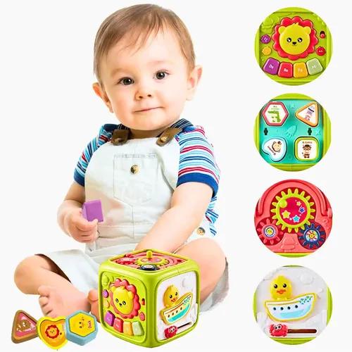 FIRST MART 5 In 1 Activity Toys for 1 Year Old Boy - Animal Voices, Instrument Sounds, Drum Box with Lights, Musical Toys for Kids 1 Years & Toddlers Toys | 3 Aa Batteries Incl