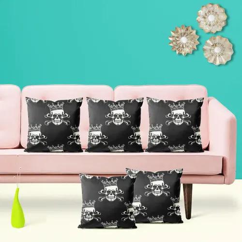 ArtzFolio Crown Skull | Decorative Cushion Cover for Bedroom & Living Room | Cotton Canvas Fabric | 12 x 12 inch (30 x 30 cms); Single Piece