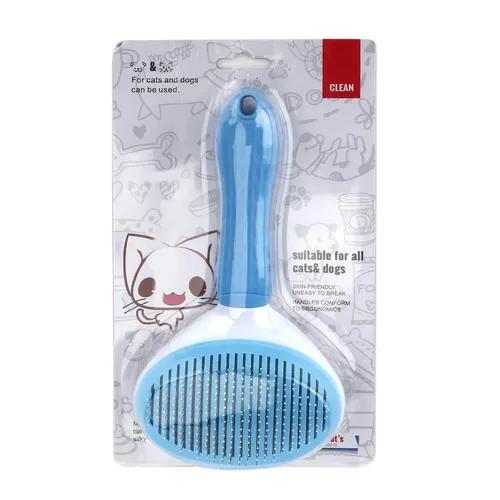 Wooflix Dog and Cat Hair Brush Remove Loose Undercoat & Easy to Use Hair Comb an Effective Tool of your Pet Grooming Kit Daily Use to Clean Loose Fur & Dirt Deshedding, Dandruff, Ticks and Fleas Remover Brushes Round Metal Pins - Large (Blue)