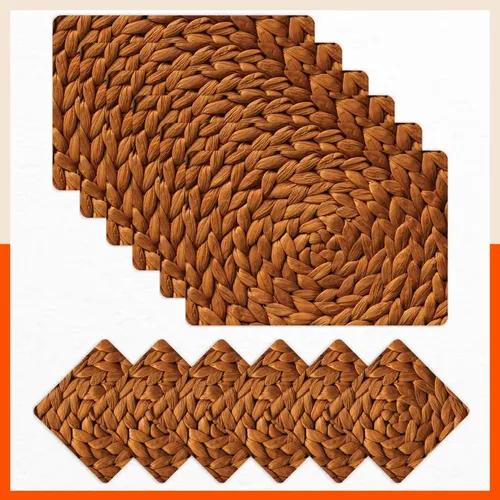 Polypropylene Table Mats & Coasters for Dining Table at Home (Weave - Set of 6)