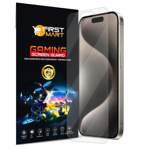 FIRST MART Gaming Screen Protector for iPhone 15 Pro (6.1 Inch) Crystal Clear Impossible Fiber Case Friendly Protection with Easy Installation Kit| Gaming Crystal Clear