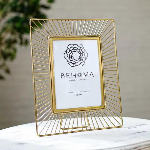 Behoma Golden Sunbeam Designer Photo Frame, Perfect for Home Decor, Table Decor, Gifting Purpose (5x7 Inches) (Large).