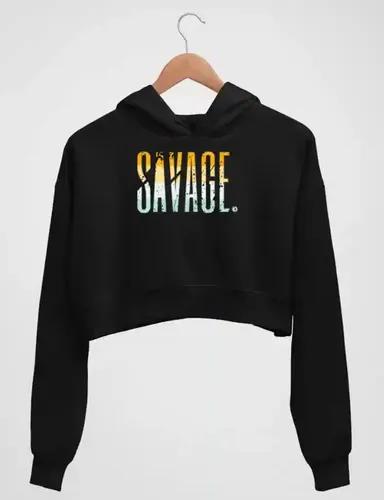 Savage - Women's crop hoodie - Black - XS