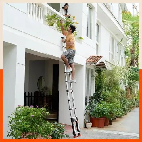 Bathla X-TEND 6.5 ft Aluminium Telescopic Ladder | Made in India (7 Step - 2 Mtr)