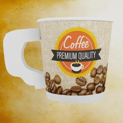 PARICOTT 150ml Handle cup Coffee Printed with Disposable Paper Cups Hot & Cold Beverage Handle Cup 5 Oz -100 Pieces