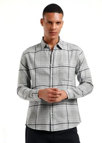 Banana Club Melange Glacier Grey Check Shirt- (Small)