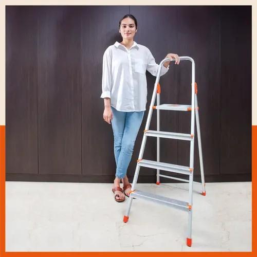 Bathla Safex 4-Step Foldable Aluminium Ladder For Home (Orange)