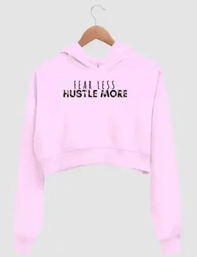 Fear less hustle more - Women's crop hoodie - Light Baby Pink - XS