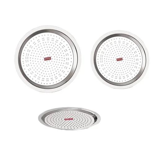 HAZEL Stainless Steel Cover Lid with Hole Chiba Ciba For Topes Pots, Set of 3, Silver