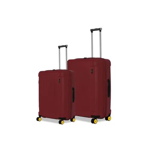 EUME Nomad Check-In Medium 65 Cm And Check-In Large 76 Cm Luggage Trolley Bags For Travel |Polypropylene (Pp) 8 Silentrun Wheels Suitcase - Set Of 2 ( Carmine Red)