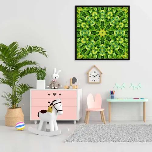 ArtzFolio Green Mandala Flower | Premium Canvas Painting for Bedroom & Living Room | Black Wood Frame | 24 x 24 inch (61 x 61 cms)