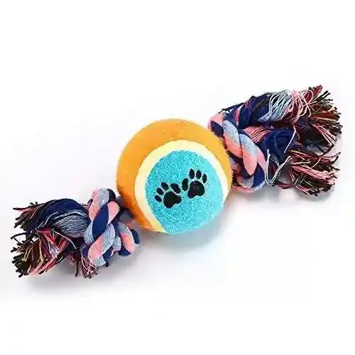 PSK PET MART Double Tennis Ball Dumbbell Cotton Rope Chew Puppy Toy For Dogs (Color May Vary)