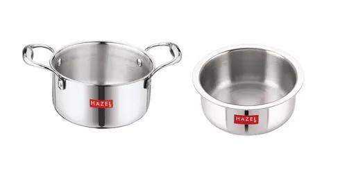 HAZEL Triply Stainless Steel Induction Bottom Tope and Tope with Handle, 3.6 Litre, 20.5 cm