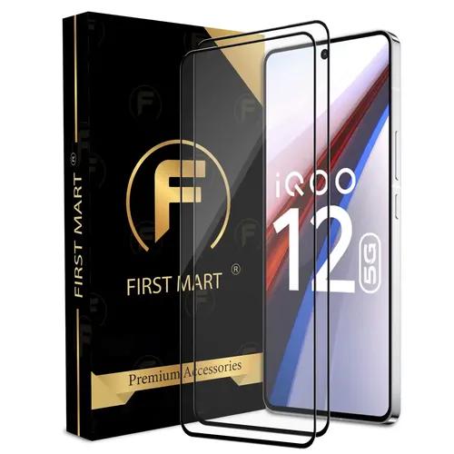 FIRST MART Premium Tempered Glass for IQOO 12 5G with Edge to Edge Coverage and Easy Installation Kit, Pack of 2