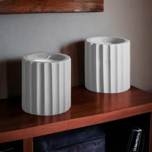 Lining Concrete Candle Jar - Vanilla White