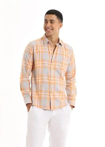 Banana Club Melange Orange Checked Shirt- (Small)