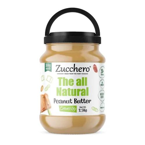 Zucchero All Natural Peanut Butter,  2.5Kg - Unsweetened | Protein: 30G - 100% Natural Crunchy