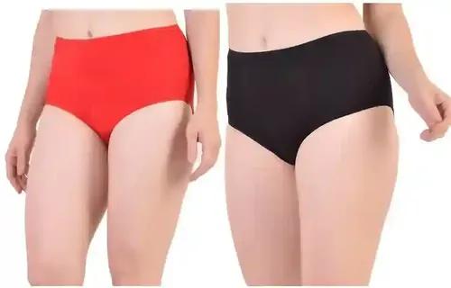 Bamboo Fabric Hipster Panty Red & Black - S Pack Of 2