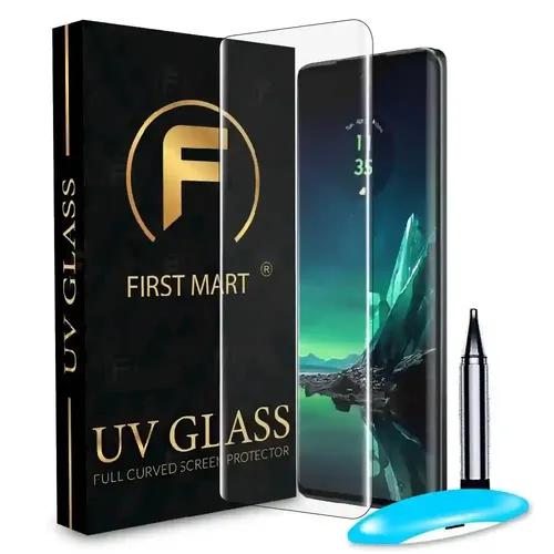 FIRST MART Tempered Glass for Motorola Edge 40 Neo with Edge to Edge Full Screen Coverage and Easy UV Installation Kit, Pack of 1