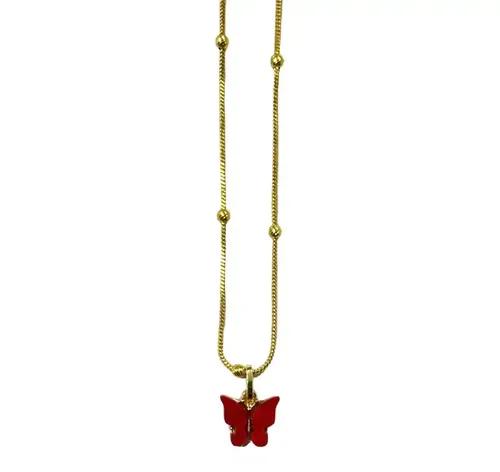 Red Butterfly Pendant with Chain