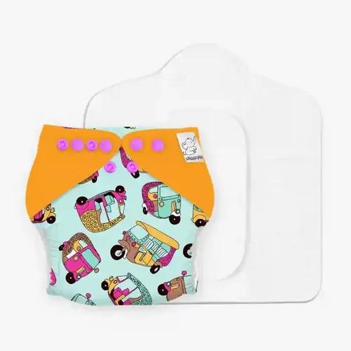 Snugkins New Age Reusable Soaker Booster Cloth Diapers for Babies - Tuk Tuk ( 0-2 years)