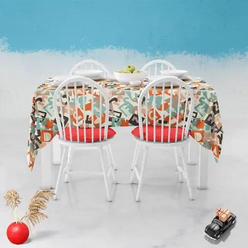 ArtzFolio Alphabet | Table Cloth Cover for Dining & Center Table | Washable Waterproof Polyester Fabric | 6-Seater Table; 48 x 72 inch (122 x 183 cms)