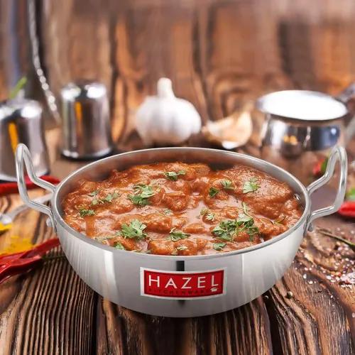 Hazel Aluminium Kadai for Cooking | 4 mm Kadhai Aluminium Big Size |Multipurpose Aluminium Kadai for Deep Frying, 6000 mL, Silver