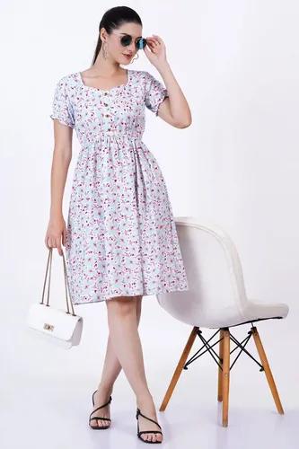 Women's Floral Print Knee Length Dress - XS