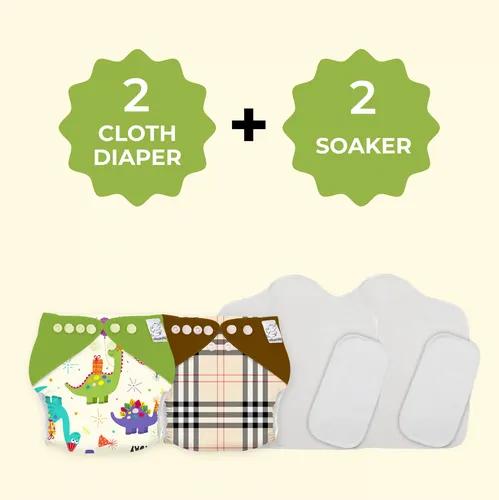 Snugkins Regular Diaper (2 Pocket Diaper & 2 Wet-Free Microfiber Terry Soaker)