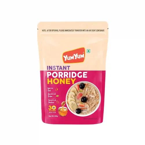 YUM YUM Instant Porridge |Honey |200g | High In Fiber | low In Fat | Source of Protein |100% Vegan | 30 Sec Ready To Eat Breakfast Cereal