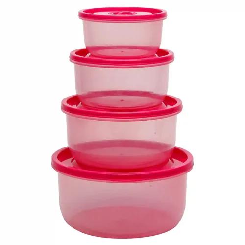 Gluman Microwave Container Set of 4 with Vent Knob for Steam Release | 100% Food Grade | Dishwasher Safe | Freezer Safe | Microwave Safe | Reusable | Recyclable (Microvent_Pink) (Plastic)